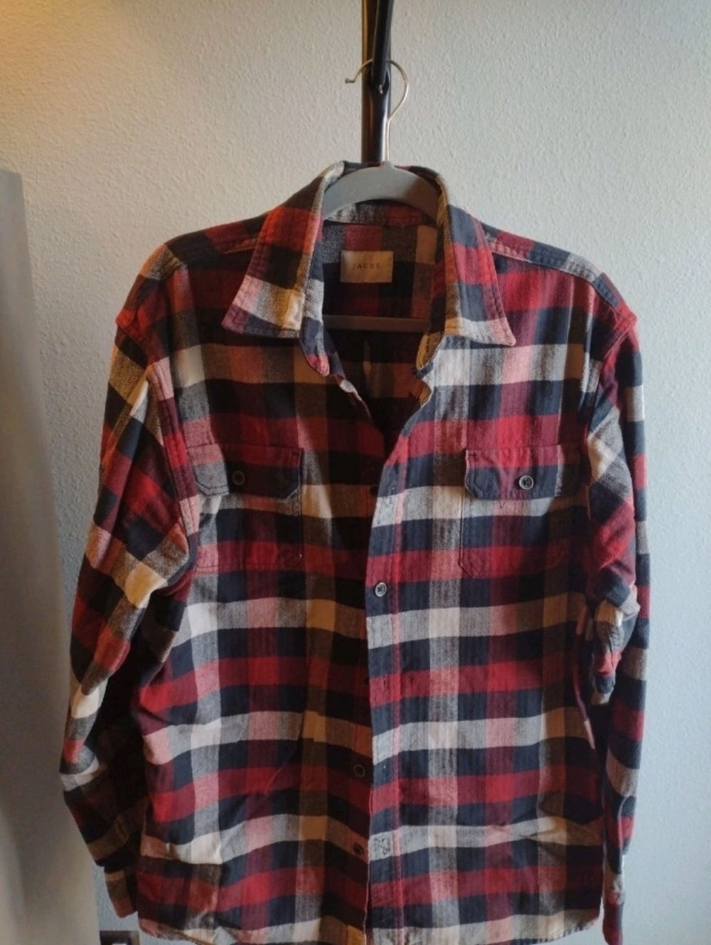 Jachs Heritage Men's Long Sleeve Plaid Heavyweight Flannel XL Tall Navy Red Grey